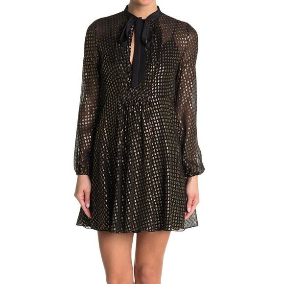 NWT Red Valentino Silk Metallic Polkadot Holiday Dress Sz 6 - Picture 1 of 8